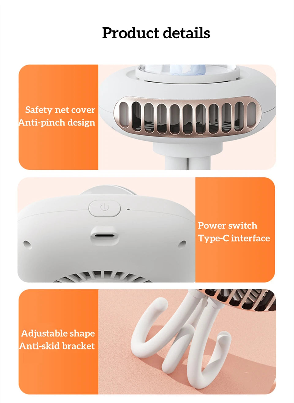 Safe Bladeless Baby Stroller Fan